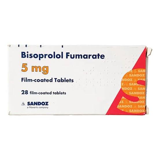 Bisoprolol Fumarate 5mg Tablets, 28-tablet pack for the treatment of high blood pressure, angina, chronic heart failure and irregular heart rhythms. Prescription beta-blocker medication in manufacturer packaging, available from Asset Pharmacy, a trusted PCN-registered pharmacy in Nigeria with pharmacist review included.