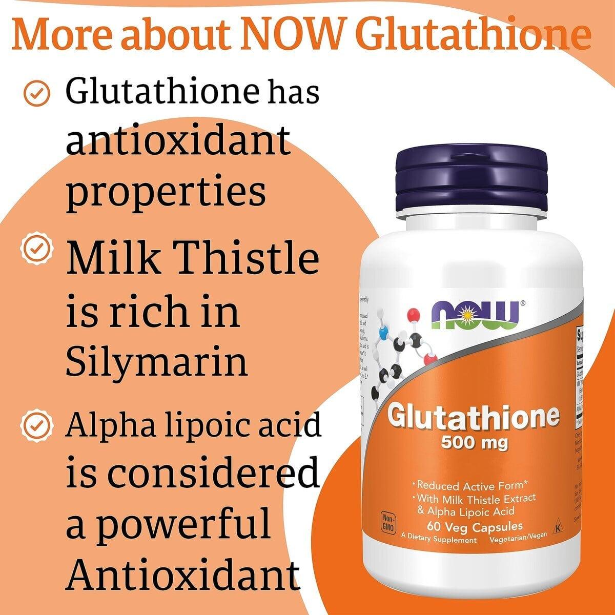 Now Glutathione 500mg Capsules, 30 Capsules